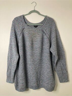 Talbots Open-Stitch Detail Sweater Marled Purple Blue Grey Size 3X